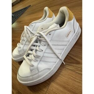 Adidas Grand Court White Snakeskin Yellow Leather Sneakers Cloudform Women 8.5